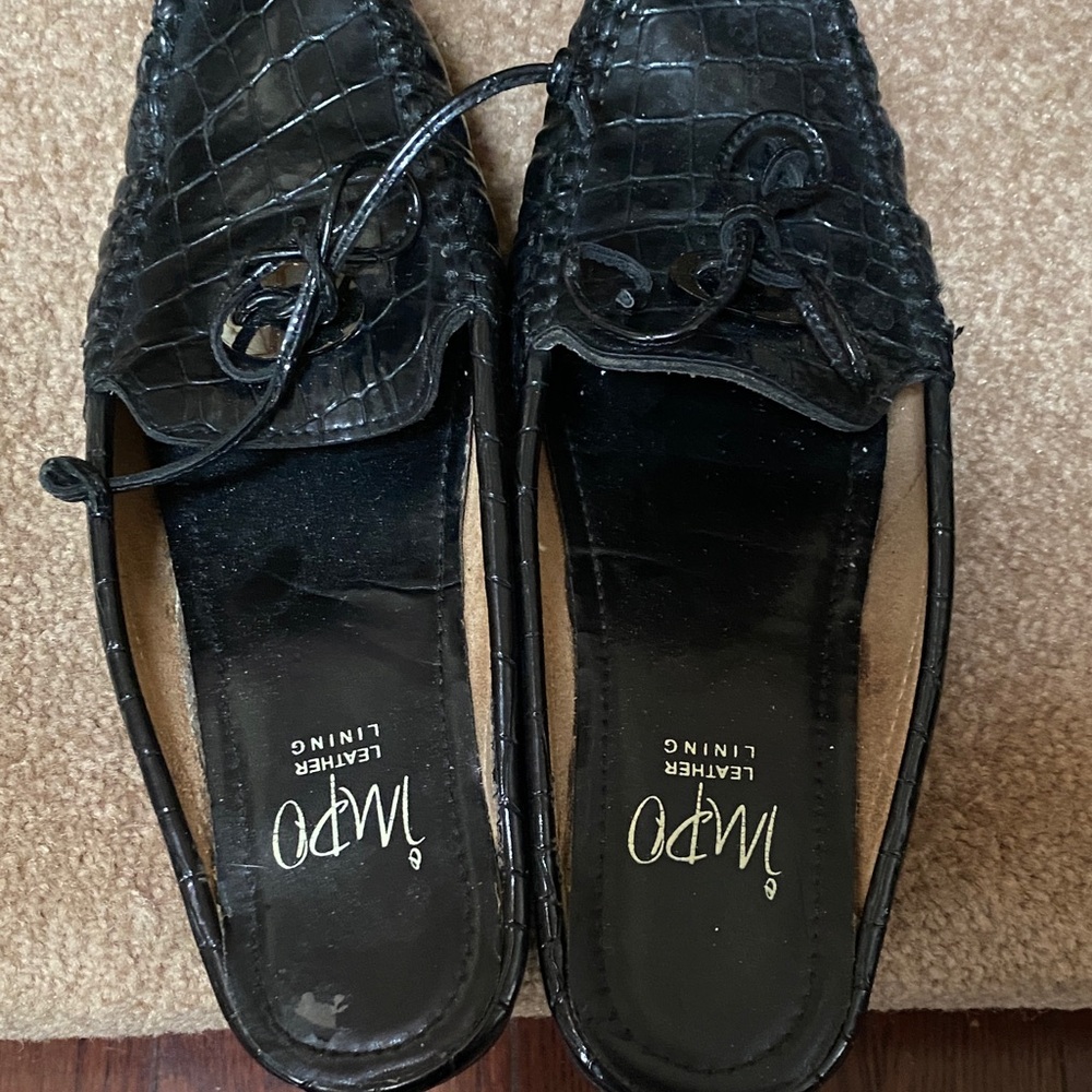 Impo Black Croc-Patterned Flats